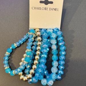 Charlotte Daniel Aqua and Gold Bracelet Set